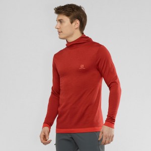 Salomon Outpeak Wool Men's Tops Red | KPLD-35061