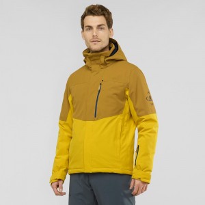 Salomon Speed Men's Ski Jackets Yellow | GFIC-17038